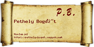 Pethely Bogát névjegykártya
